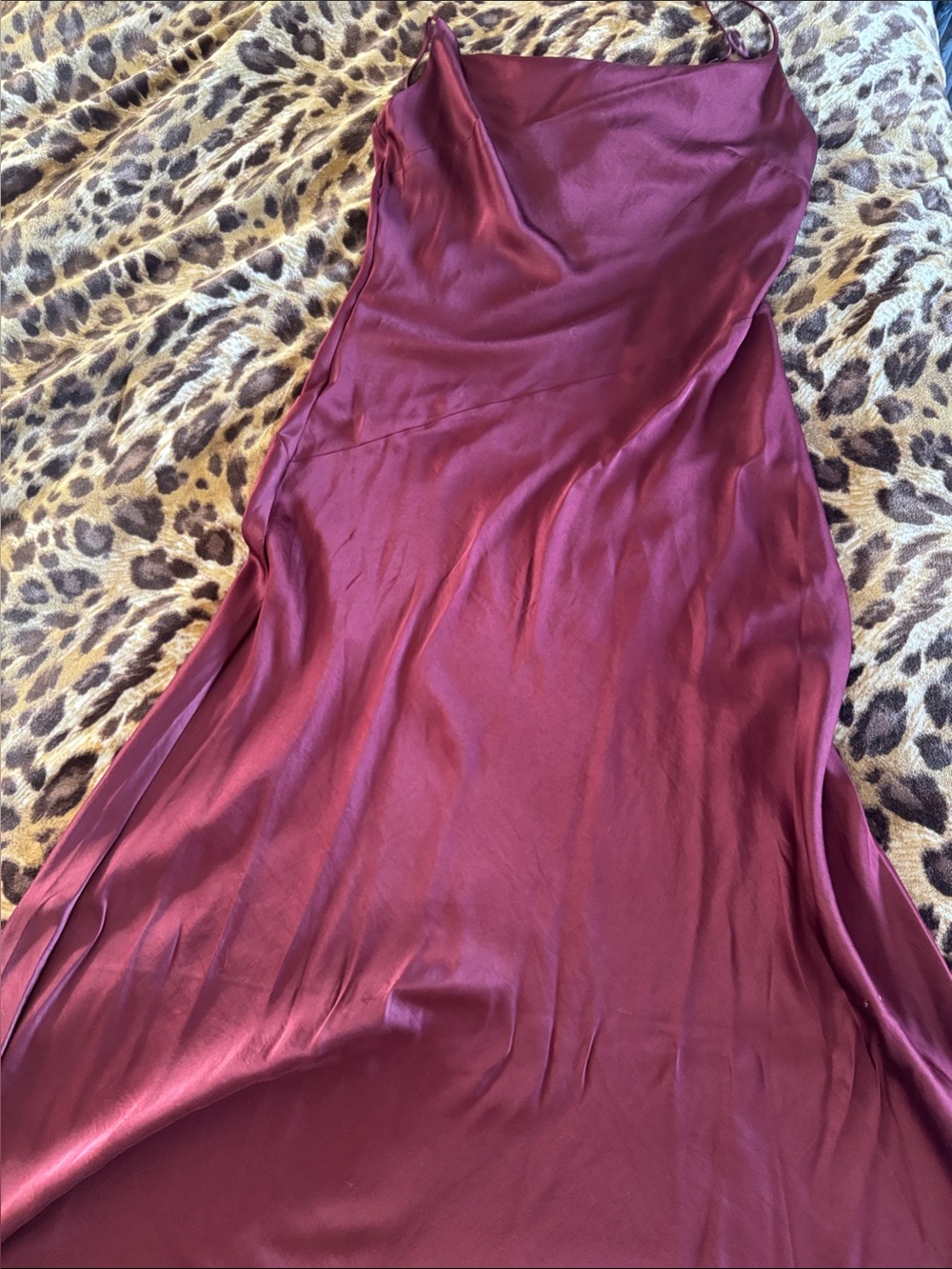 Express Burgundy Satin Slip Dress - Picture 1 of 3